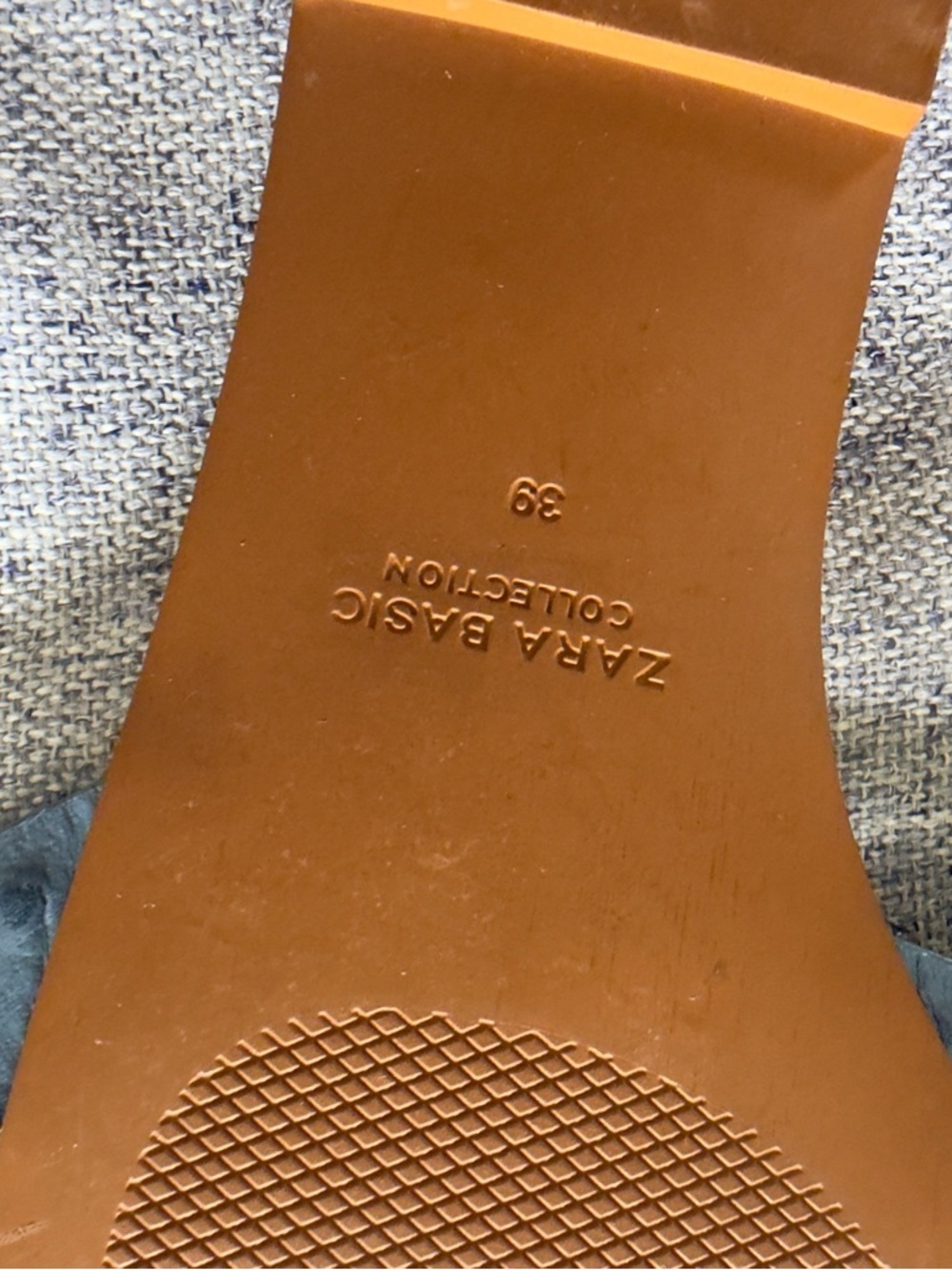 Zara Blue Textured Slide Sandals - Picture 4 of 4